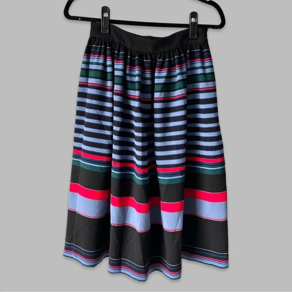 Zara Striped  Pleated A Line Midi Skirt - Picture 2 of 14